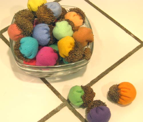 Colorful cotton acorn decorations